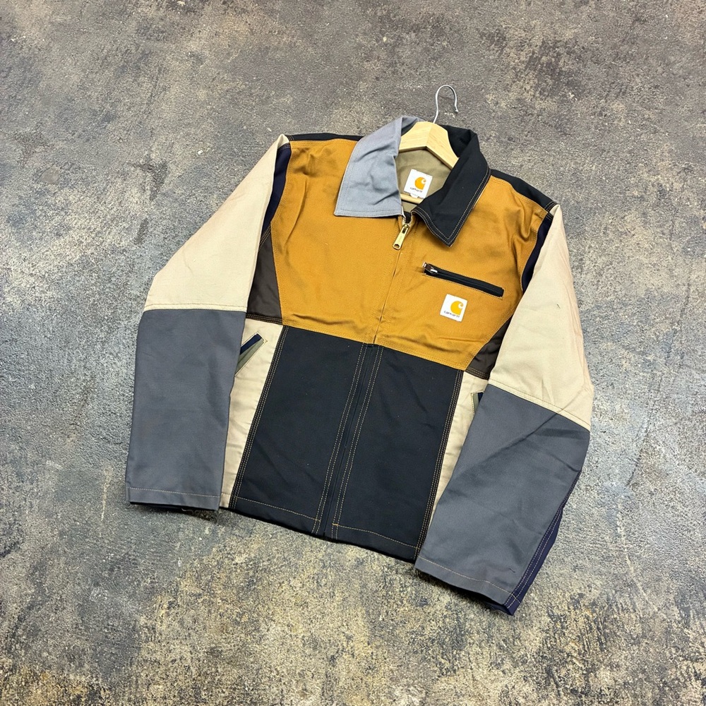 Y2K Custom Carhartt Reworked Upcycled multicoloured Detroit jacket sz medium